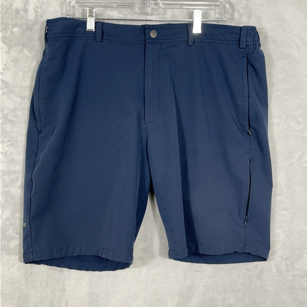 Mack Weldon Mens Radius Shorts Golf Performance XL Navy Stretch Zip Pockets